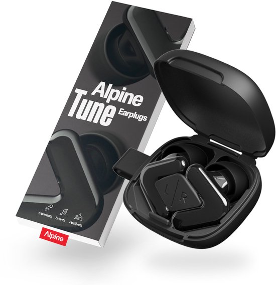 Alpine Tune festivaloordoppen in zwart met vier maten dopjes